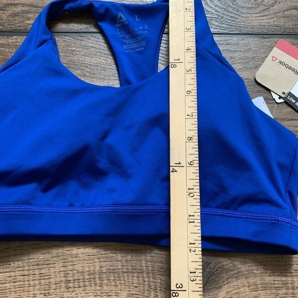 NWT Royal Blue Reebok Speedwick Racerback Sports Bra Size Lg Removable Padding - Picture 5 of 6